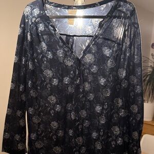 H&M Navy Floral Blouse